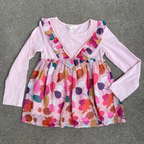 Matilda Jane Pink Leaf Pile Tunic Top Size 6 - Picture 1 of 6